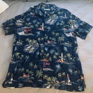 Men shirt, short sleeves, Rayon, XL, Batick Bay, printed , navy blue, green, red